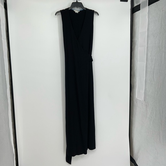 Boden V Neck Black Sleeveless Wrap Maxi Dress, size 6 - Picture 1 of 7